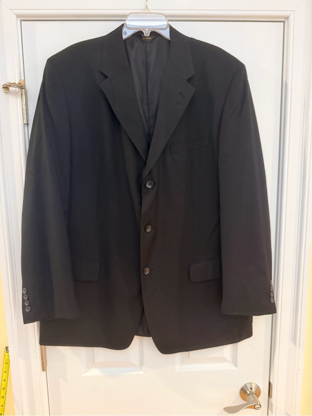 Men's Size 46L "Martino" Black Tailored Suit Jacket - Classic Formal Blazer GUC